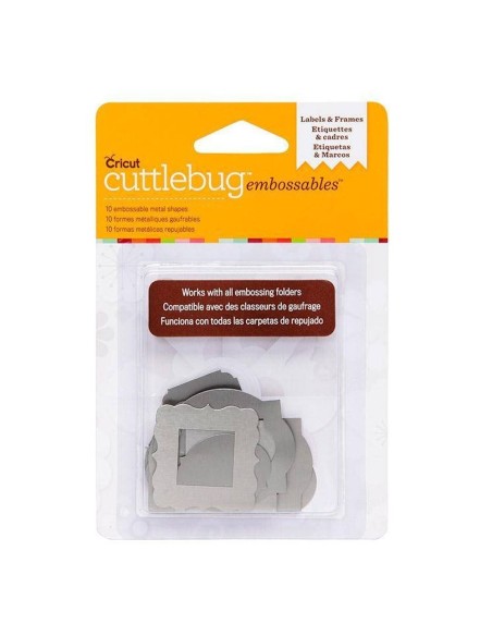 Cuttlebug formas metal plateadas etiqueta-marco 10u