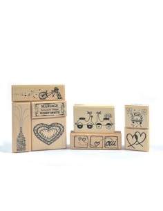 Sello madera F corazones inseparables 2