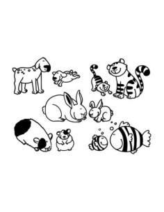 Sellos stampominos mascotas 10u 2