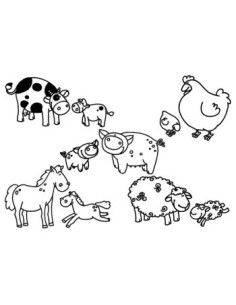 Sellos stampominos animales granja 10u 2