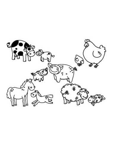 Sellos stampominos animales granja 10u