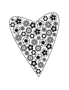 Sello madera G corazón con flores