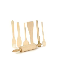 Set utensilios madera natural