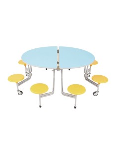 Mesa plegable con 8 asientos ovalada