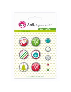Anita Feliz Navidad Brads Epoxy 11u