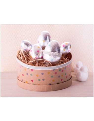 Caja redonda papel maché 10x5cm 12u