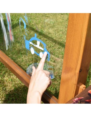 Pizarra de exterior transparente con caballete