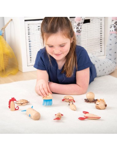 Animales marinos madera natural