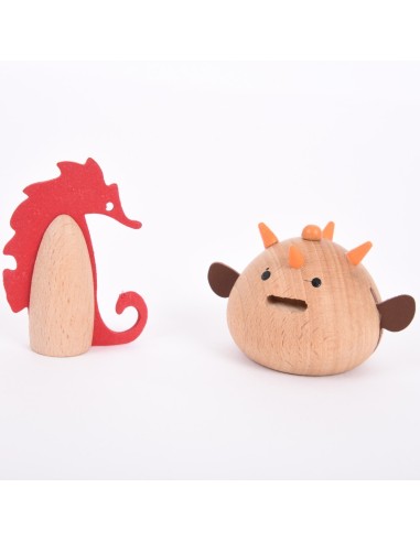 Animales marinos madera natural