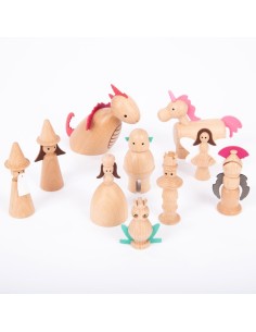 Figuras cuentos madera natural