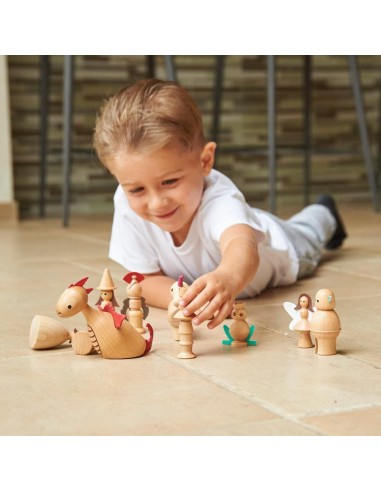 Figuras cuentos madera natural