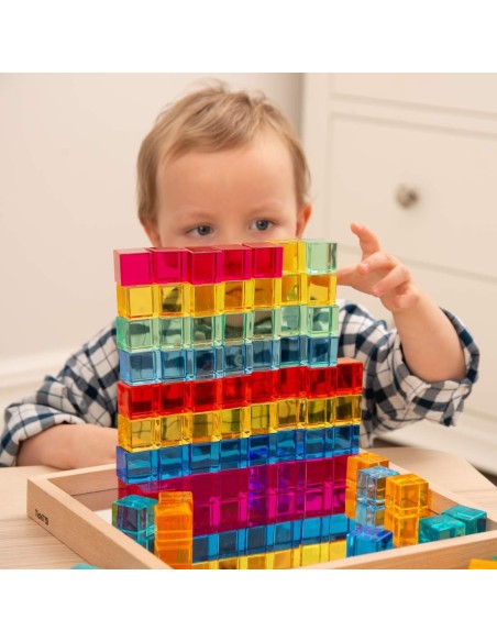 Bandeja con espejo y cubos translúcidos