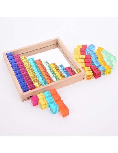 Bandeja con espejo y cubos translúcidos