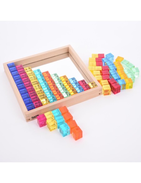 Bandeja con espejo y cubos translúcidos