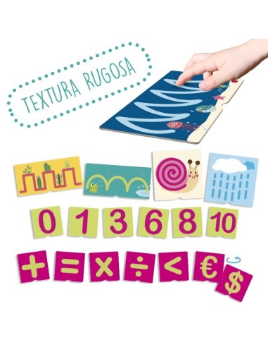 Tacto fichas de números y pre-escritura