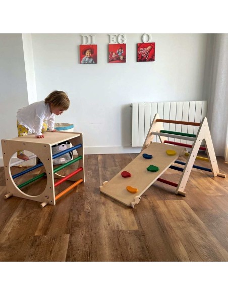 Cubo de escalada + Rampa Pikler COLOR