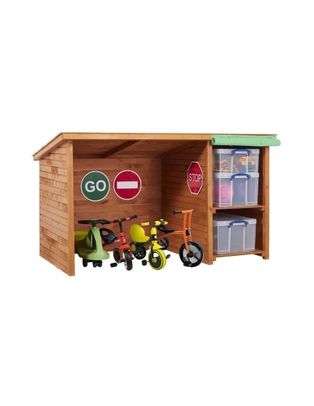 Refugio para bicicletas con almacenamiento