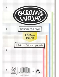 Recambio A4 4x4 90g 150+50h 5 Colores