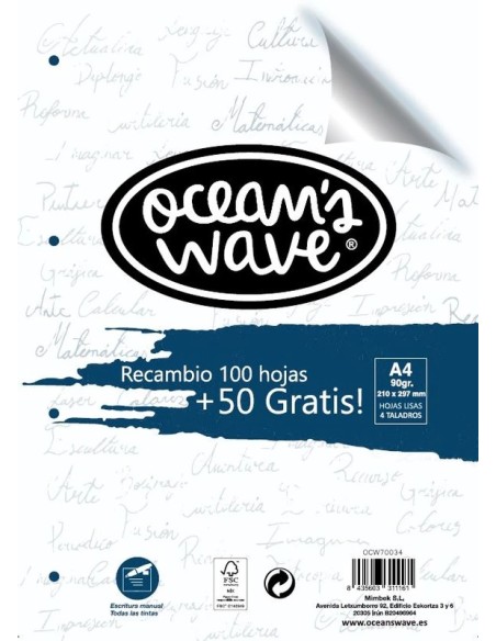 Recambio A4 Liso 90g 100+50h