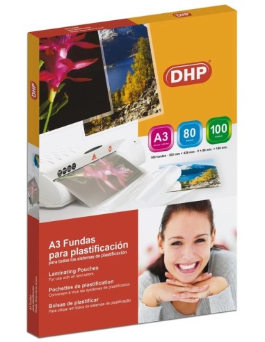 Fundas de plastificar A3 DHP 80 micras 100u