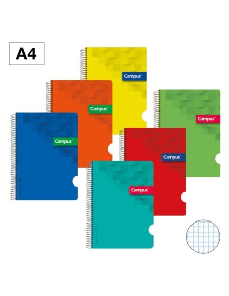 Cuaderno Espiral Fº 3x3 Tapa PP 90g
