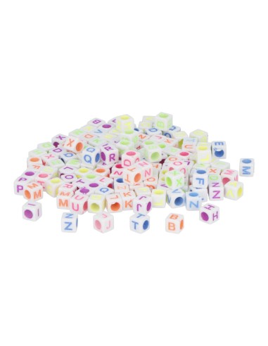Cuentas plástico cubos letras