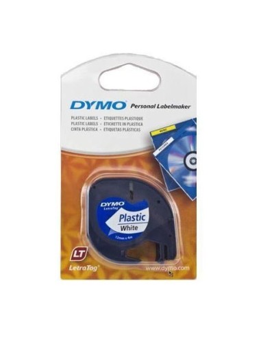 Cinta Dymo letratag plastic negro/blanco