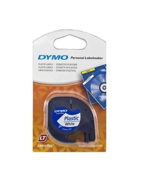Cinta Dymo letratag plastic negro/blanco