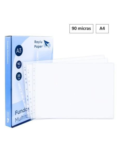 Fundas multitaladro A4 piel de naranja 60 micras 100u