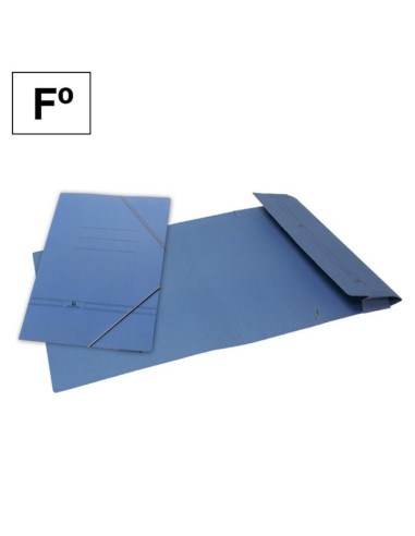 Carpeta cartón azul Folio Gomas y Bolsa