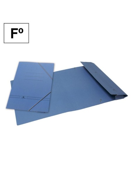 Carpeta cartón azul Folio Gomas y Bolsa