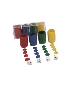 Parchís: cubiletes, fichas y dados