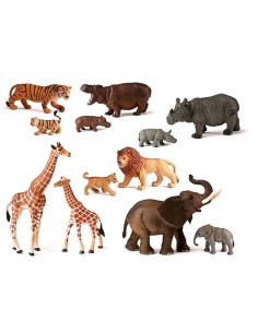 Animales selva con crias 12u