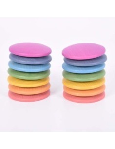 Discos de madera Arco Iris 14u
