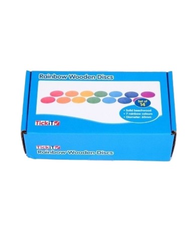Discos de madera Arco Iris 14u