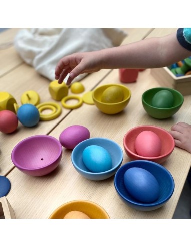 Cuencos de madera Arco Iris 7u
