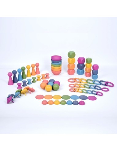 Super set de madera Arco Iris 84u