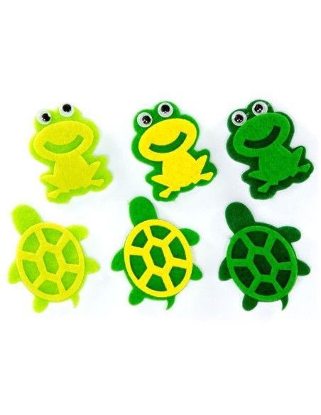 Fieltro adhesivo Formas 3D Ranas y Tortugas