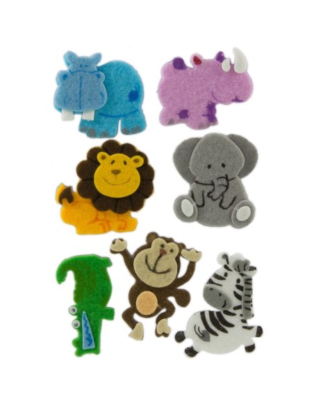 Fieltro adhesivo Formas 3D Animales selva