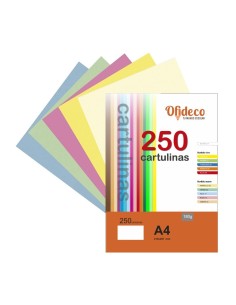 Cartulina A4 Ofideco Colores Pastel 250u