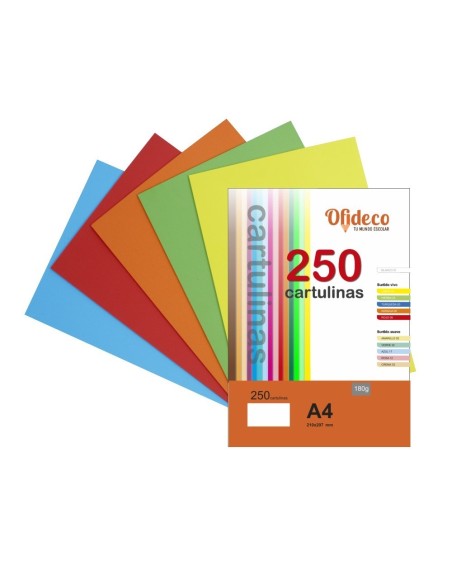 Cartulina A4 Ofideco Colores Vivos 250u
