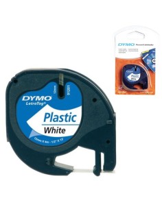 Cinta Dymo letratag plastic negro/blanco