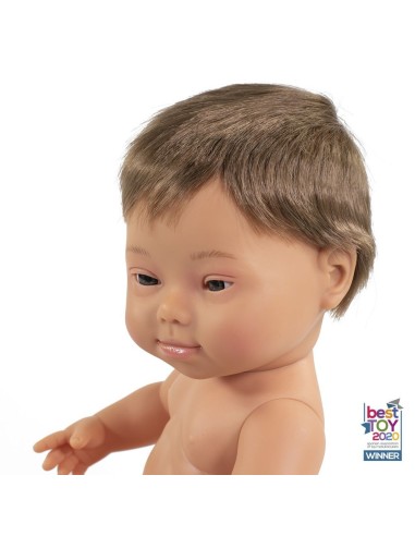 Muñeco 38cm Síndrome Down Caucásico