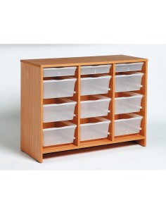 Mueble Bajo 12 Bandejas Transparentes Haya