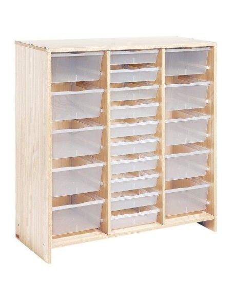 Mueble Alto 20 Bandejas Transparentes Abedul
