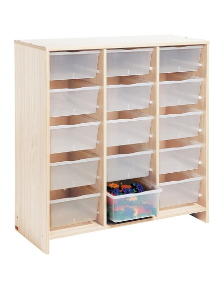 Mueble Alto 15 Bandejas Transparentes Abedul