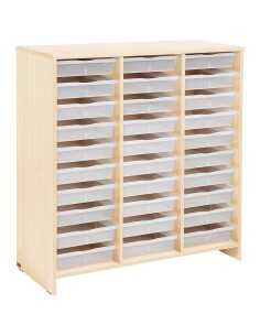 Mueble Alto 30 Bandejas Transparentes Abedul