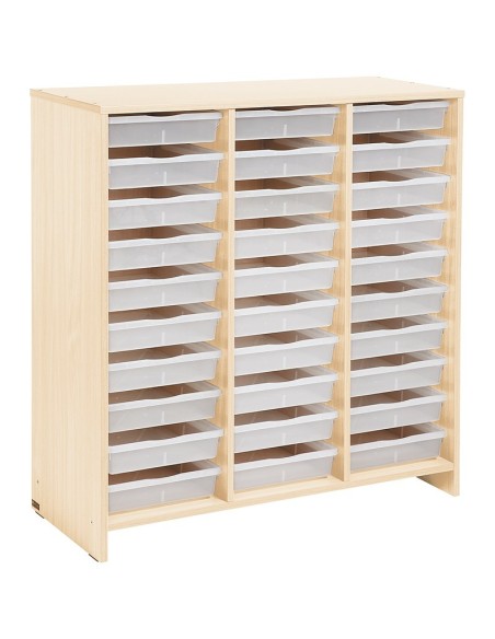 Mueble Alto 30 Bandejas Transparentes Abedul