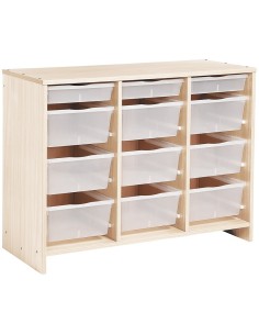 Mueble Bajo 12 Bandejas Transparentes Abedul