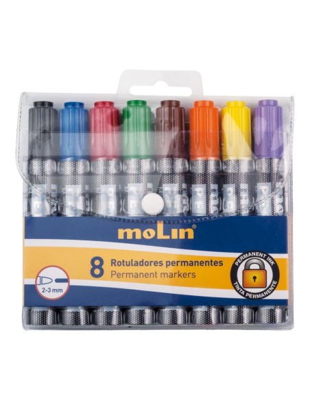 Rotulador permanente 8 colores Molin